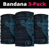 Black Blue Polynesian Tribal Neck Gaiter - Polynesian Pride