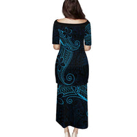Black Blue Polynesian Tribal Puletasi - Polynesian Pride
