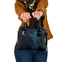 Black Blue Polynesian Tribal Shoulder Handbag - Polynesian Pride