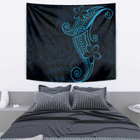 Black Blue Polynesian Tribal Tapestry - Polynesian Pride