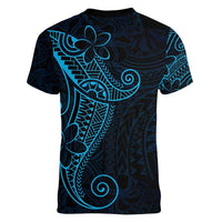 Black Blue Polynesian Tribal Women V-Neck T-Shirt LT9 - Polynesian Pride