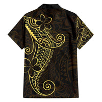 Black Gold Polynesian Tribal Family Matching Off Shoulder Short Dress and Hawaiian Shirt - Polynesian Pride