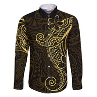 Black Gold Polynesian Tribal Family Matching Puletasi and Hawaiian Shirt LT9 Dad's Shirt - Long Sleeve Gold - Polynesian Pride