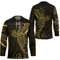 Black Gold Polynesian Tribal Hockey Jersey LT9 - Polynesian Pride