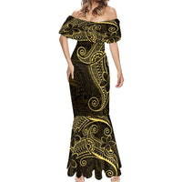 Black Gold Polynesian Tribal Mermaid Dress LT9 - Polynesian Pride