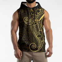 Black Gold Polynesian Tribal Sleeveless Hoodie - Polynesian Pride