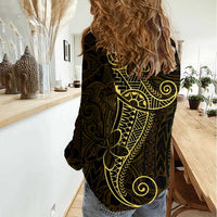 Black Gold Polynesian Tribal Women Casual Shirt - Polynesian Pride