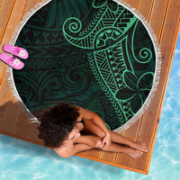 Black Green Polynesian Tribal Beach Blanket - Polynesian Pride