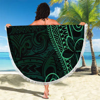 Black Green Polynesian Tribal Beach Blanket - Polynesian Pride
