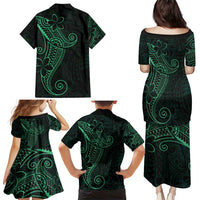 Black Green Polynesian Tribal Family Matching Puletasi and Hawaiian Shirt LT9 - Polynesian Pride