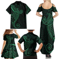 Black Green Polynesian Tribal Family Matching Summer Maxi Dress and Hawaiian Shirt LT9 - Polynesian Pride
