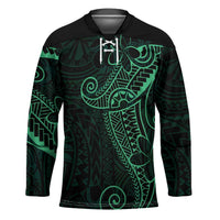 Black Green Polynesian Tribal Hockey Jersey LT9 Unisex Green - Polynesian Pride
