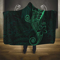 Black Green Polynesian Tribal Hooded Blanket - Polynesian Pride