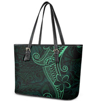 Black Green Polynesian Tribal Leather Tote Bag LT9 - Polynesian Pride