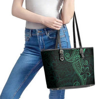 Black Green Polynesian Tribal Leather Tote Bag LT9 - Polynesian Pride