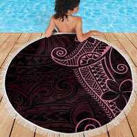 Black Pink Polynesian Tribal Beach Blanket - Polynesian Pride