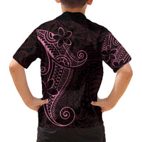 Black Pink Polynesian Tribal Family Matching Off Shoulder Short Dress and Hawaiian Shirt LT9 - Polynesian Pride