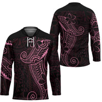 Black Pink Polynesian Tribal Hockey Jersey LT9 - Polynesian Pride