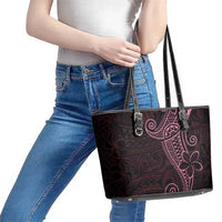 Black Pink Polynesian Tribal Leather Tote Bag LT9 - Polynesian Pride