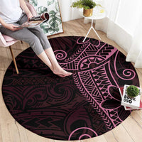 Black Pink Polynesian Tribal Round Carpet - Polynesian Pride