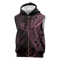Black Pink Polynesian Tribal Sleeveless Zip Hoodie - Polynesian Pride
