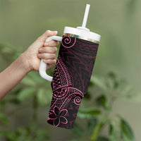 Black Pink Polynesian Tribal Tumbler With Handle LT9 - Polynesian Pride