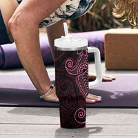 Black Pink Polynesian Tribal Tumbler With Handle LT9 - Polynesian Pride