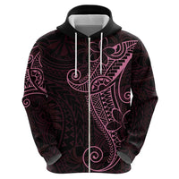 Black Pink Polynesian Tribal Zip Hoodie - Polynesian Pride