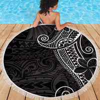 Black White Polynesian Tribal Beach Blanket - Polynesian Pride