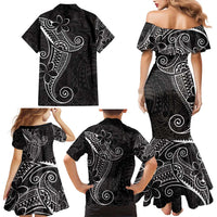 Black White Polynesian Tribal Family Matching Mermaid Dress and Hawaiian Shirt LT9 - Polynesian Pride