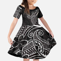 Black White Polynesian Tribal Family Matching Summer Maxi Dress and Hawaiian Shirt LT9 Daughter's Dress White - Polynesian Pride