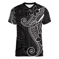Black White Polynesian Tribal Women V-Neck T-Shirt LT9 Female White - Polynesian Pride