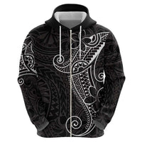 Black White Polynesian Tribal Zip Hoodie - Polynesian Pride