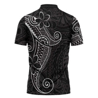 Black White Polynesian Tribal Zipper Polo Shirt LT9 - Polynesian Pride