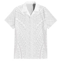 Lotu Tamaiti White Tongan Ngatu Family Matching Off The Shoulder Long Sleeve Dress and Hawaiian Shirt Polynesian Tribal Fonulei Pattern - Polynesian Pride