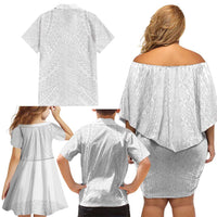 Lotu Tamaiti White Tongan Ngatu Family Matching Off Shoulder Short Dress and Hawaiian Shirt Polynesian Tribal Fonulei Pattern - Polynesian Pride