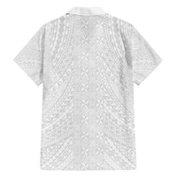 Lotu Tamaiti White Tongan Ngatu Family Matching Off Shoulder Short Dress and Hawaiian Shirt Polynesian Tribal Fonulei Pattern - Polynesian Pride