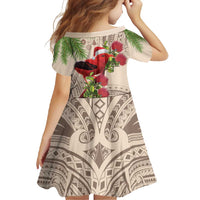 Christmas Hawaii with I'iwi Bird Family Matching Off Shoulder Maxi Dress and Hawaiian Shirt Aloha Mele Kalikimaka - Beige Art