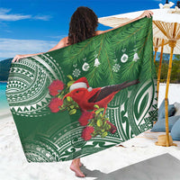 Christmas Hawaii with I'iwi Bird Sarong Aloha Mele Kalikimaka - Green Art