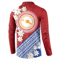 French Polynesia Button Sweatshirt Tahitian Tiare Flowers Tribal LT9 - Polynesian Pride