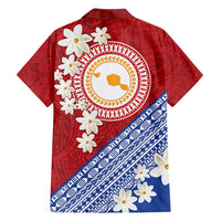 French Polynesia Family Matching Off Shoulder Short Dress and Hawaiian Shirt Tahitian Tiare Flowers Tribal LT9 - Polynesian Pride