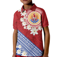 French Polynesia Kid Polo Shirt Tahitian Tiare Flowers Tribal LT9 Kid Red - Polynesian Pride