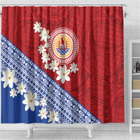 French Polynesia Shower Curtain Tahitian Tiare Flowers Tribal LT9 - Polynesian Pride