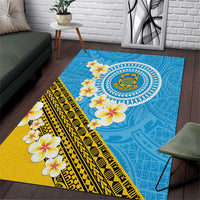Tuvalu Plumeria Flowers Area Rug Polynesian Tribal Pattern LT9 Blue - Polynesian Pride