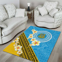 Tuvalu Plumeria Flowers Area Rug Polynesian Tribal Pattern LT9 - Polynesian Pride