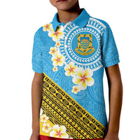 Tuvalu Plumeria Flowers Kid Polo Shirt Polynesian Tribal Pattern LT9 Kid Blue - Polynesian Pride