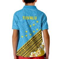 Tuvalu Plumeria Flowers Kid Polo Shirt Polynesian Tribal Pattern LT9 - Polynesian Pride