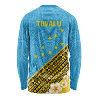 Tuvalu Plumeria Flowers Long Sleeve Shirt Polynesian Tribal Pattern LT9 - Polynesian Pride