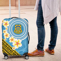Tuvalu Plumeria Flowers Luggage Cover Polynesian Tribal Pattern LT9 Blue - Polynesian Pride