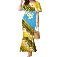 Tuvalu Plumeria Flowers Mermaid Dress Polynesian Tribal Pattern LT9 Women Blue - Polynesian Pride